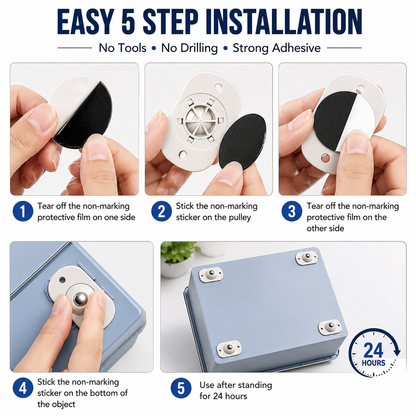 MoveEasy 360° Adhesive Mini Wheels (Pack of 4)